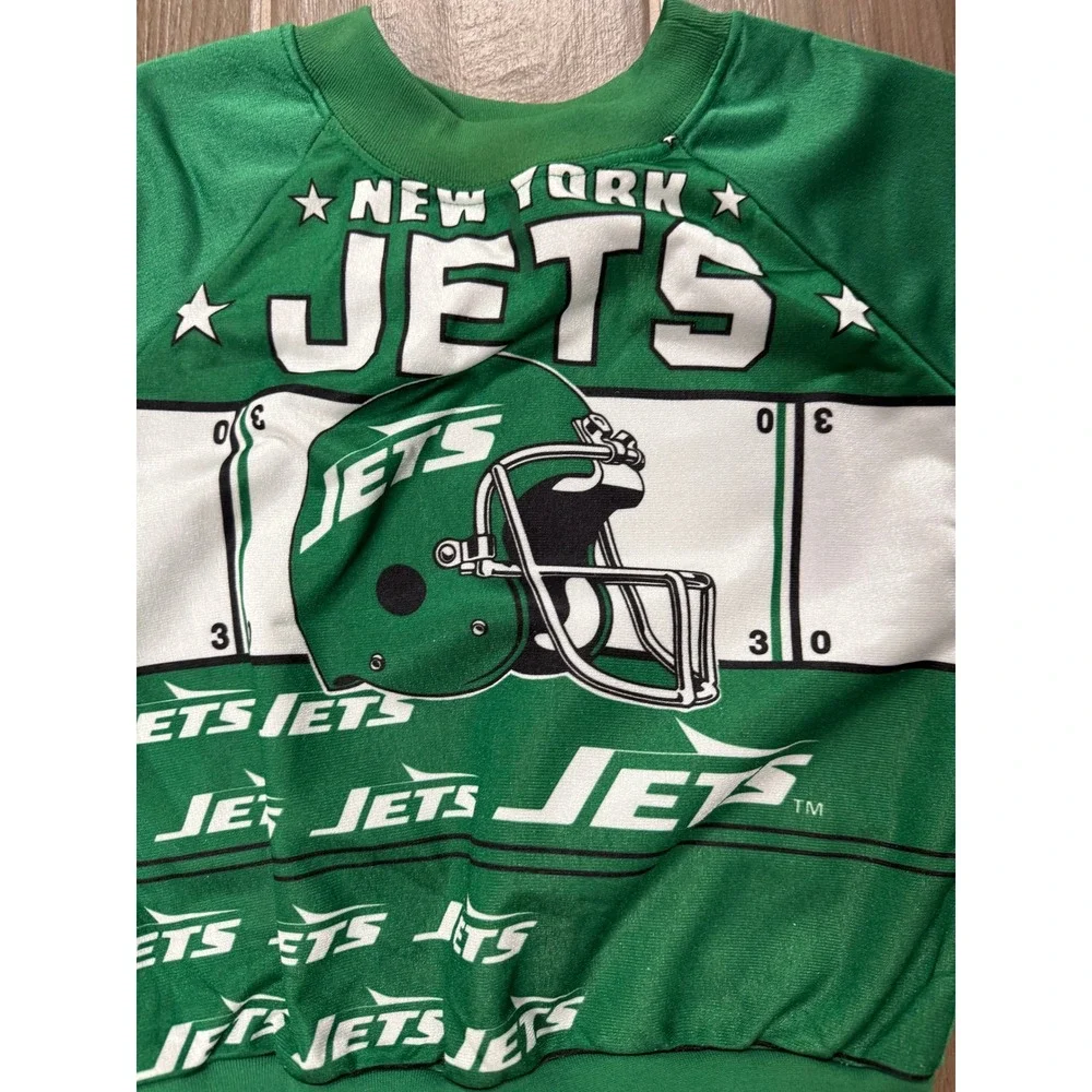 Vintage New York Jets Kids Sweatshirt NFL Green Football Graphic Size S 6-8 USA